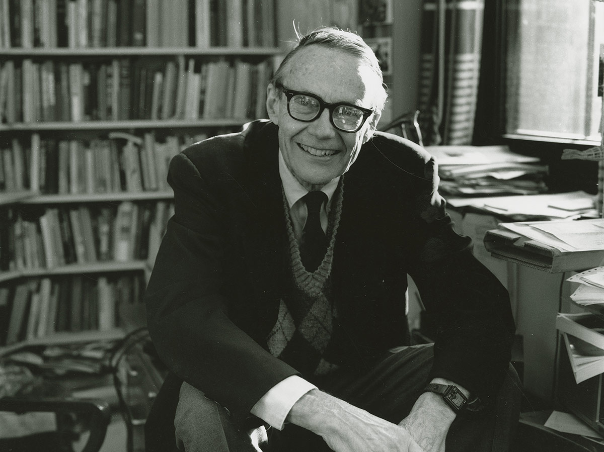 Terrell, smiling, in office as a middle-aged professor