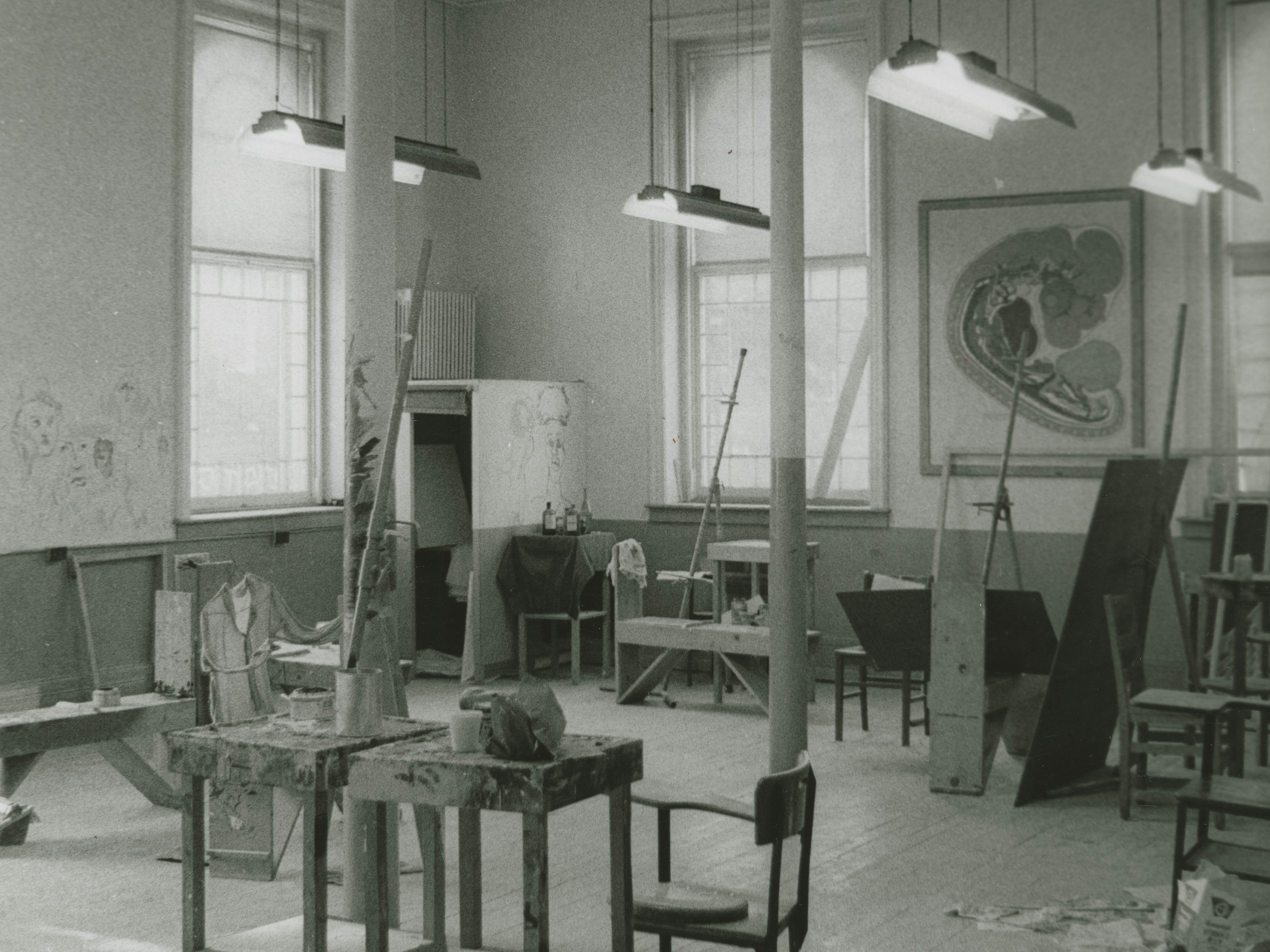Interior of art studio in Biology Building [Hascall Hall]