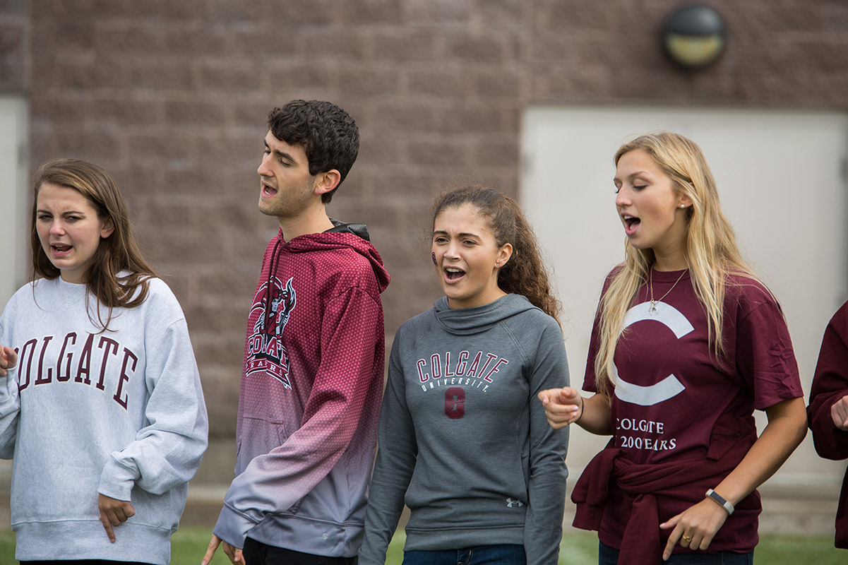 Student a cappella group in Colgate gear