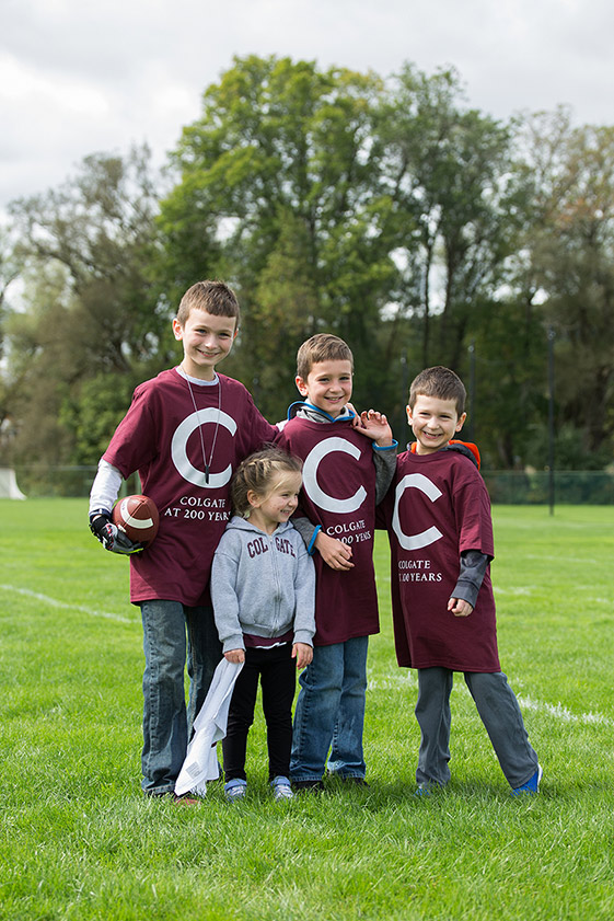 Young children in Colgate bicentennial t-shirts